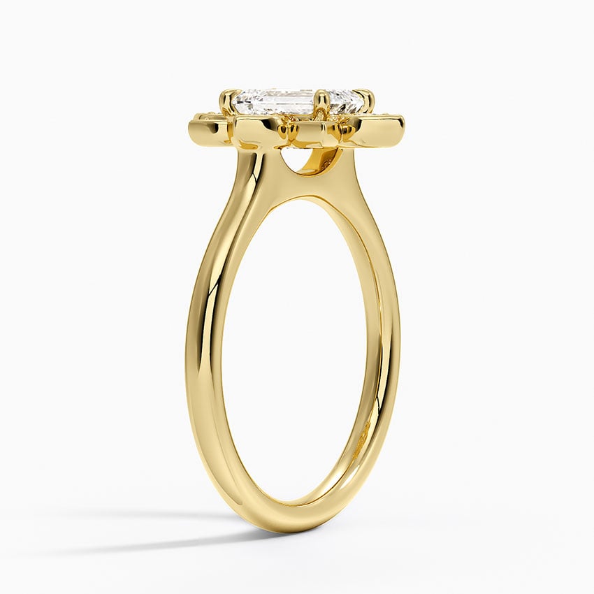 Fiore Halo Diamond Ring (1/4 ct. tw.) Yellow Gold 18k Emerald Engagement Ring