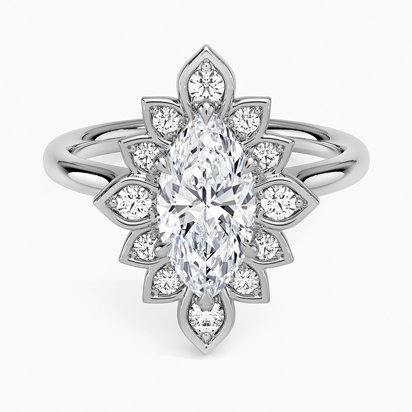 Fiore Halo Diamond Ring (1/4 ct. tw.) Platinum Marquise Engagement Ring