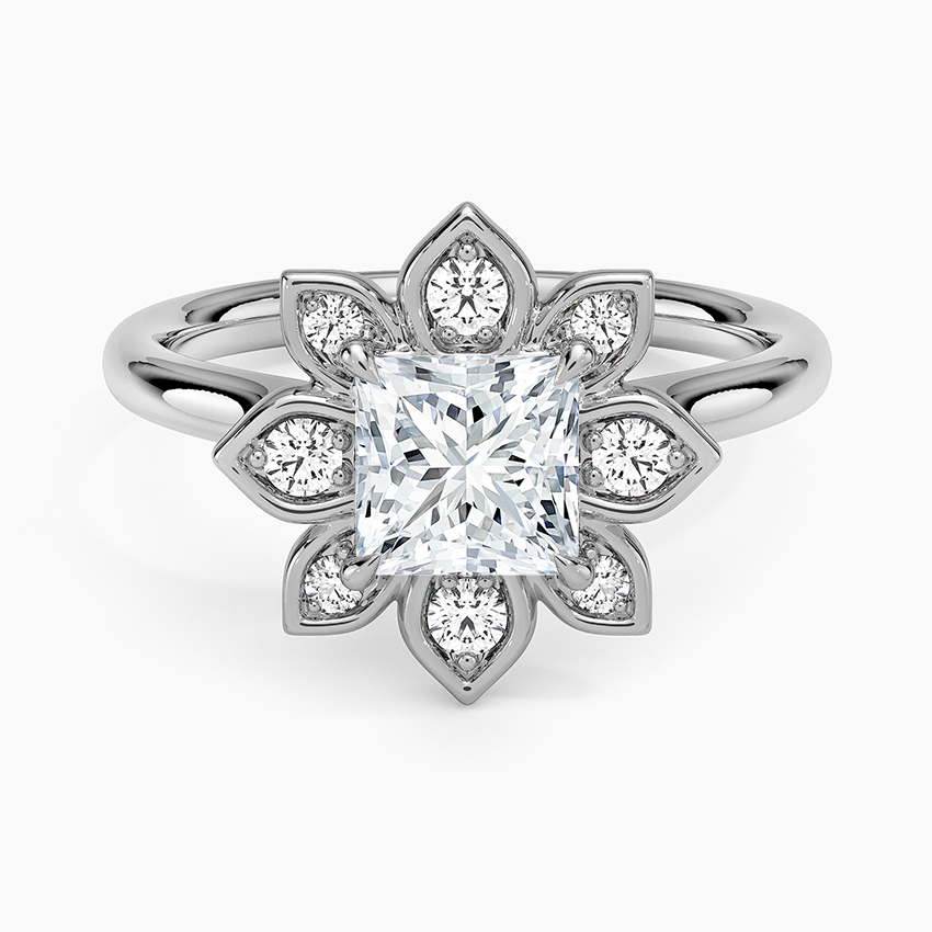 Fiore Halo Diamond Ring (1/4 ct. tw.) Platinum Princess Engagement Ring