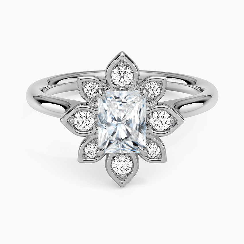 Fiore Halo Diamond Ring (1/4 ct. tw.) Platinum Radiant Engagement Ring
