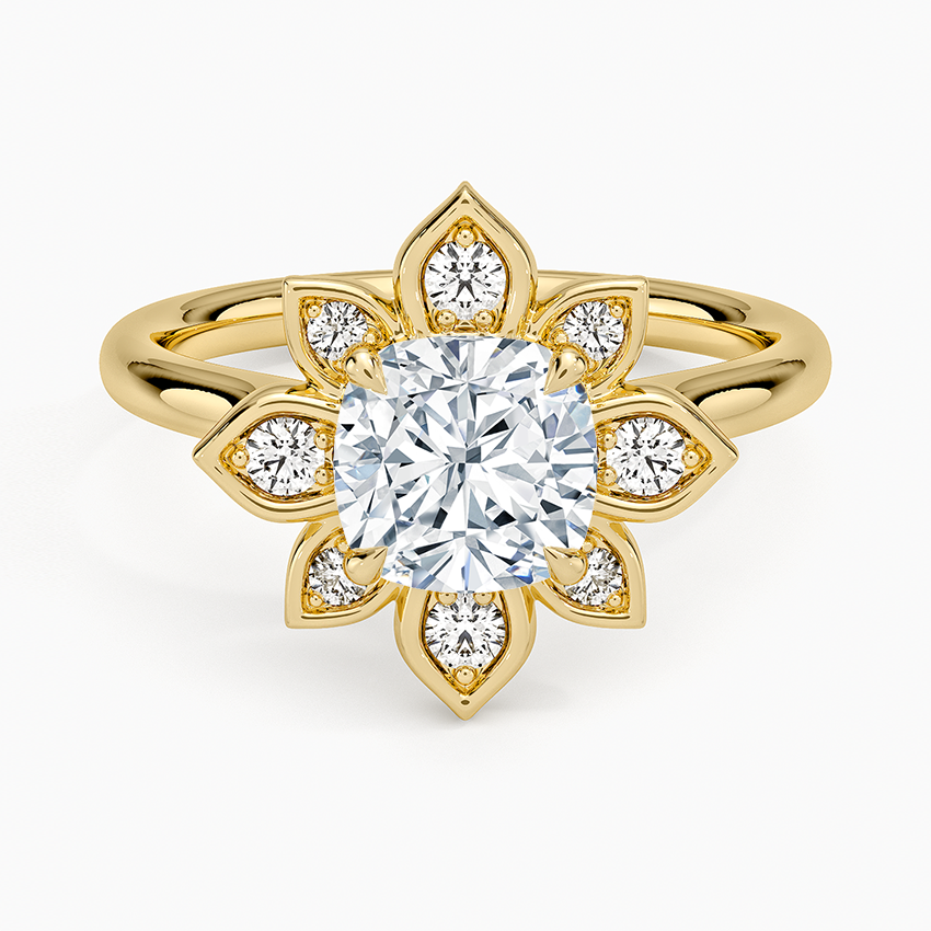 Fiore Halo Diamond Ring (1/4 ct. tw.) Yellow Gold 18k Cushion Engagement Ring