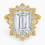 Fiore Halo Diamond Ring (1/4 ct. tw.) Yellow Gold 18k Emerald Engagement Ring