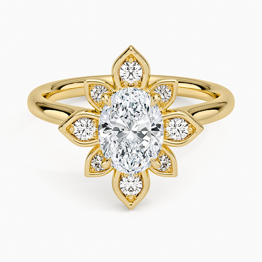 Fiore Halo Diamond Ring (1/4 ct. tw.) Yellow Gold 18k Oval Engagement Ring