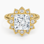 Fiore Halo Diamond Ring (1/4 ct. tw.) Yellow Gold 18k Princess Engagement Ring