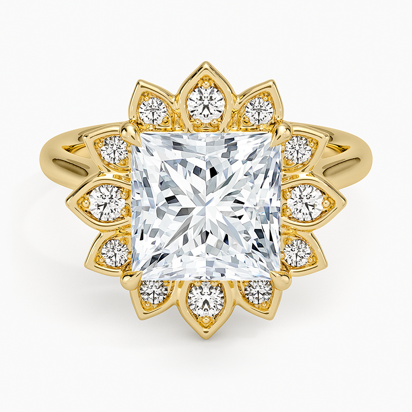 Fiore Halo Diamond Ring (1/4 ct. tw.) Yellow Gold 18k Princess Engagement Ring