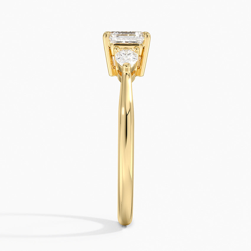 Petite Opera Three Stone Diamond Ring (1/4 ct. tw.) Yellow Gold 18k Asscher Engagement Ring