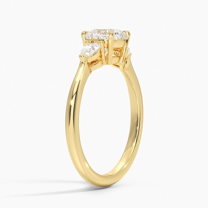 Petite Opera Three Stone Diamond Ring (1/4 ct. tw.) Yellow Gold 18k Cushion Engagement Ring