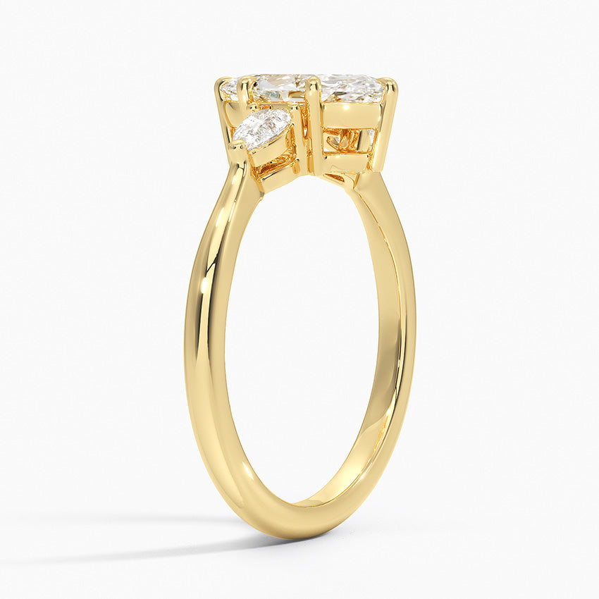 Petite Opera Three Stone Diamond Ring (1/4 ct. tw.) Yellow Gold 18k Marquise Engagement Ring