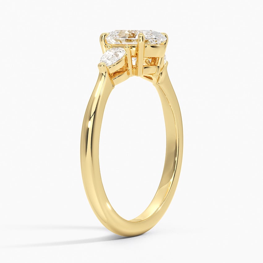 Petite Opera Three Stone Diamond Ring (1/4 ct. tw.) Yellow Gold 18k Oval Engagement Ring