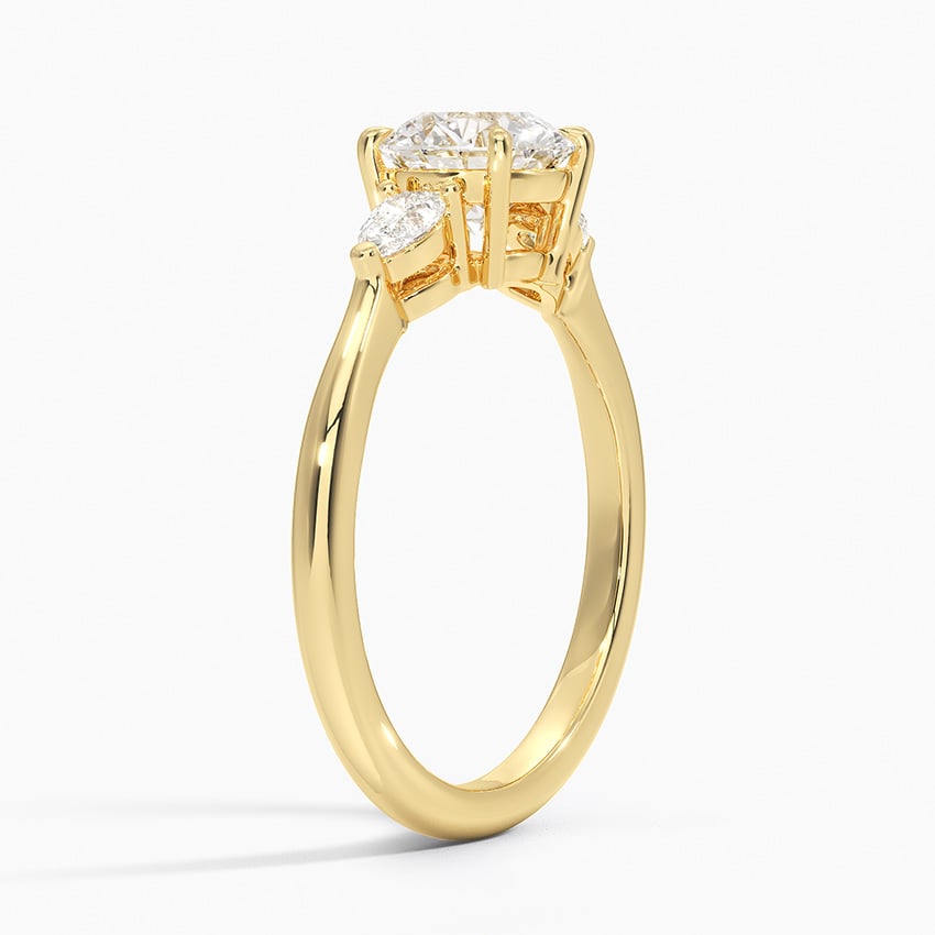 Petite Opera Three Stone Diamond Ring (1/4 ct. tw.) Yellow Gold 18k Round Engagement Ring