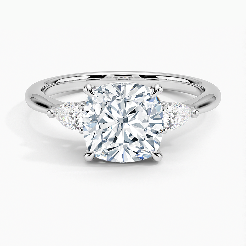 Petite Opera Three Stone Diamond Ring (1/4 ct. tw.) Platinum Cushion Engagement Ring