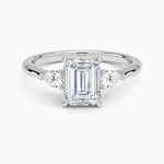 Petite Opera Three Stone Diamond Ring (1/4 ct. tw.) Platinum Emerald Engagement Ring