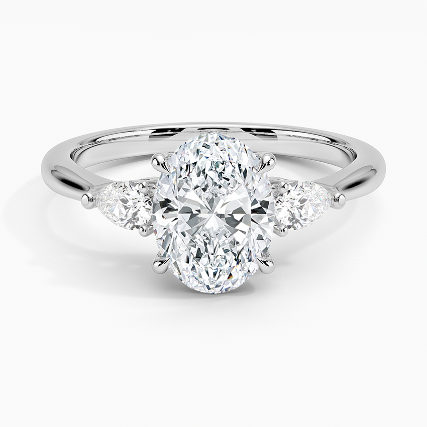 Petite Opera Three Stone Diamond Ring (1/4 ct. tw.) Platinum Oval Engagement Ring