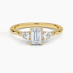 Petite Opera Three Stone Diamond Ring (1/4 ct. tw.) Yellow Gold 18k Emerald Engagement Ring