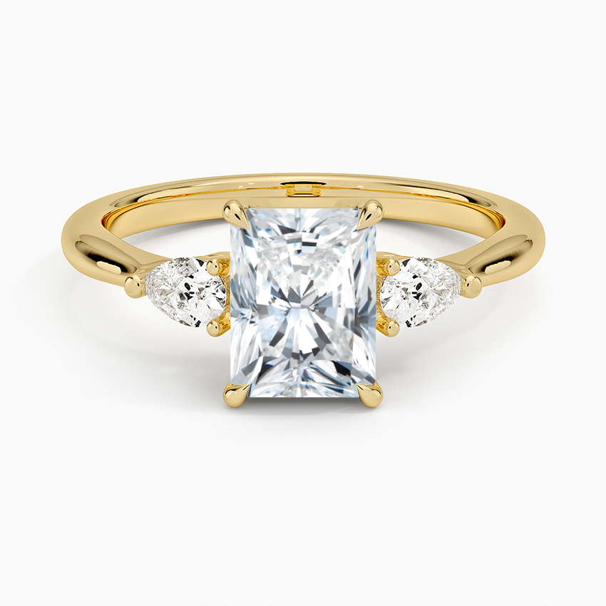 Petite Opera Three Stone Diamond Ring (1/4 ct. tw.) Yellow Gold 18k Radiant Engagement Ring