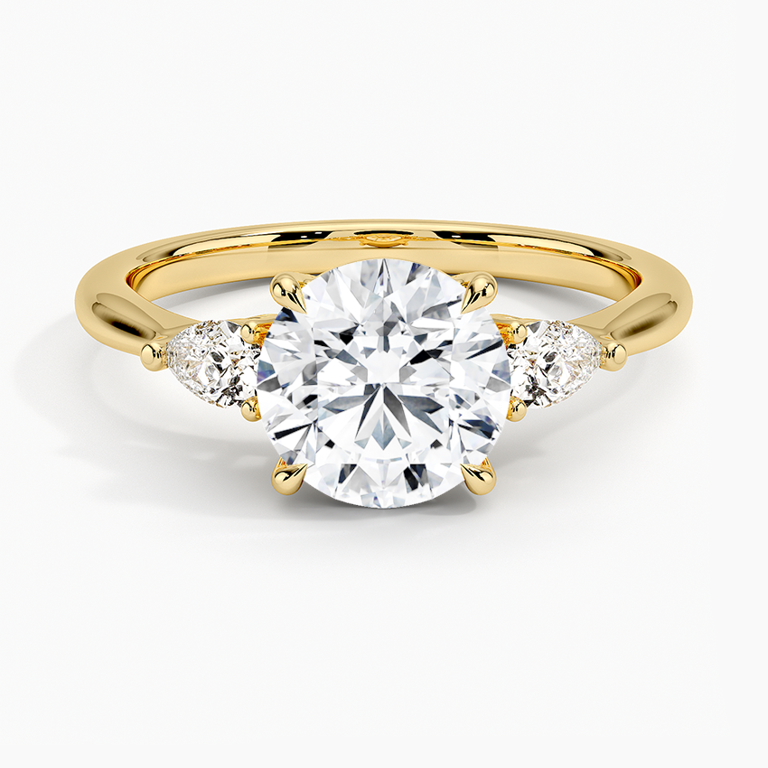 Petite Opera Three Stone Diamond Ring (1/4 ct. tw.) Yellow Gold 18k Round Engagement Ring