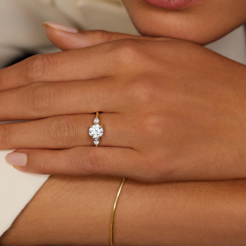 Adorned Petite Opera Three Stone Diamond Ring Engagement Ring Setting