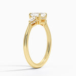 Adorned Petite Opera Three Stone Diamond Ring Yellow Gold 18k Asscher Engagement Ring