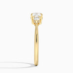 Adorned Petite Opera Three Stone Diamond Ring Yellow Gold 18k Cushion Engagement Ring