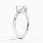 Adorned Petite Opera Three Stone Diamond Ring Platinum Emerald Engagement Ring