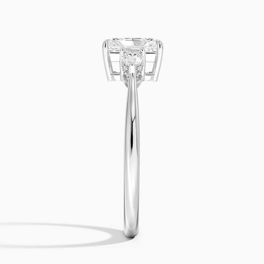 Adorned Petite Opera Three Stone Diamond Ring Platinum Radiant Engagement Ring
