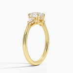 Adorned Petite Opera Three Stone Diamond Ring Yellow Gold 18k Round Engagement Ring