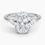Adorned Petite Opera Three Stone Diamond Ring Platinum Oval Engagement Ring