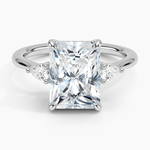 Adorned Petite Opera Three Stone Diamond Ring Platinum Radiant Engagement Ring