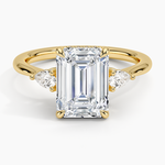 Adorned Petite Opera Three Stone Diamond Ring Yellow Gold 18k Emerald Engagement Ring