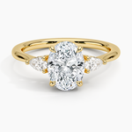 Adorned Petite Opera Three Stone Diamond Ring Yellow Gold 18k Oval Engagement Ring