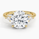 Adorned Petite Opera Three Stone Diamond Ring Yellow Gold 18k Round Engagement Ring