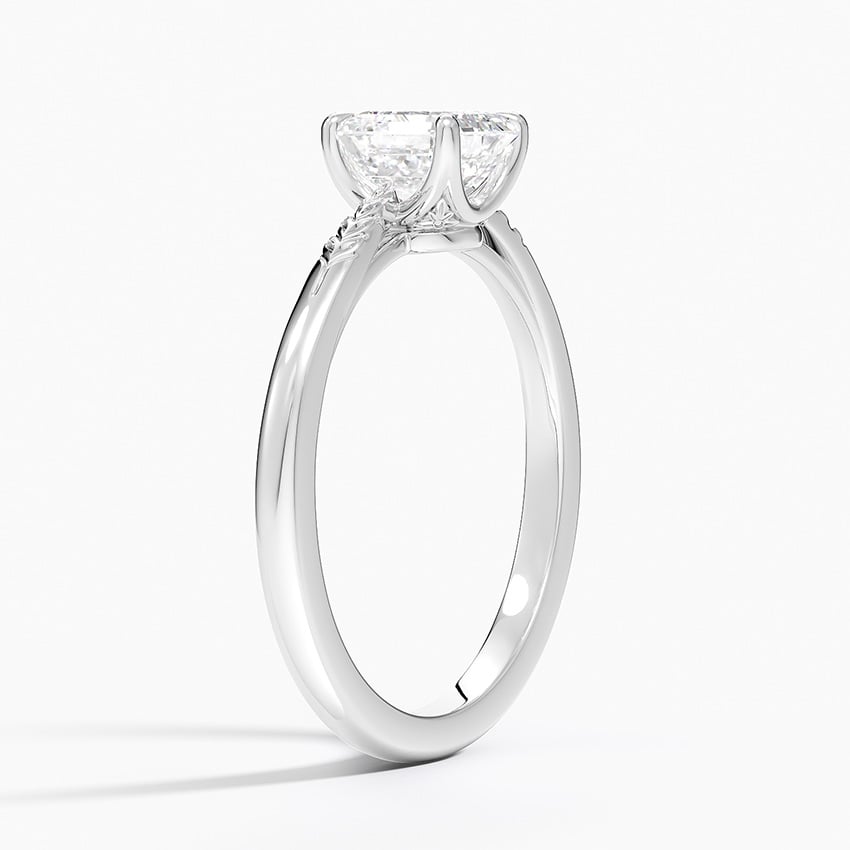 Laurel Engraved Ring Platinum Asscher Engagement Ring
