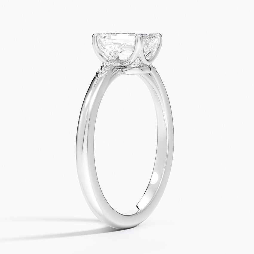 Laurel Engraved Ring Platinum Emerald Engagement Ring