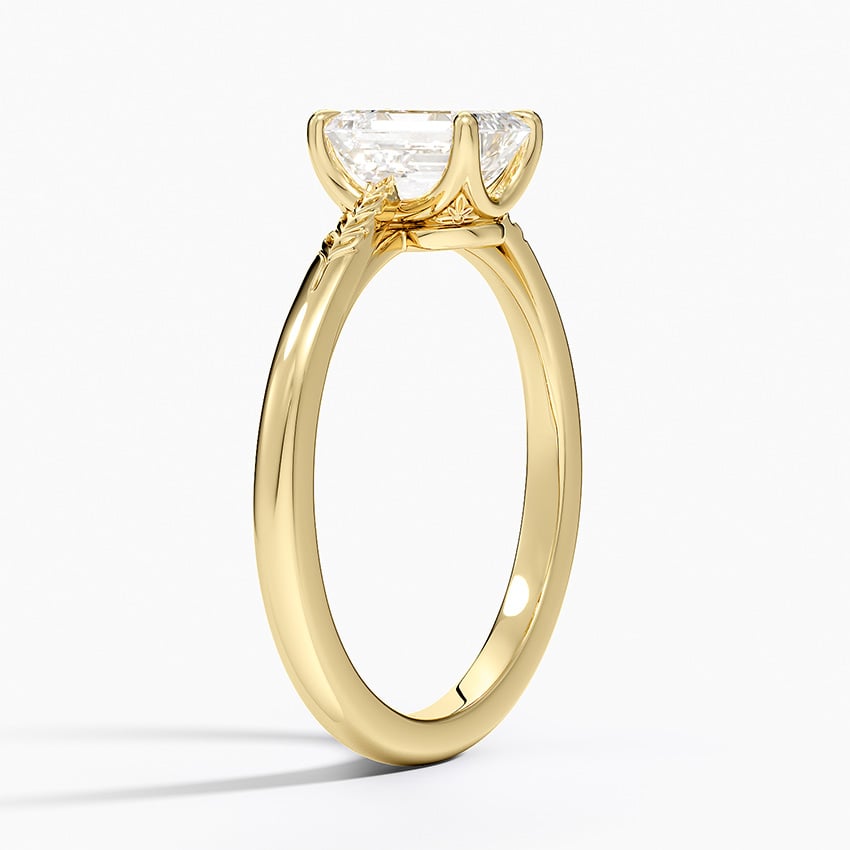 Laurel Engraved Ring Yellow Gold 18k Emerald Engagement Ring