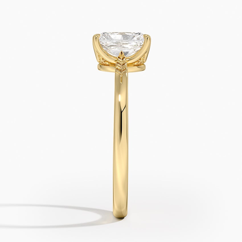 Laurel Engraved Ring Yellow Gold 18k Radiant Engagement Ring