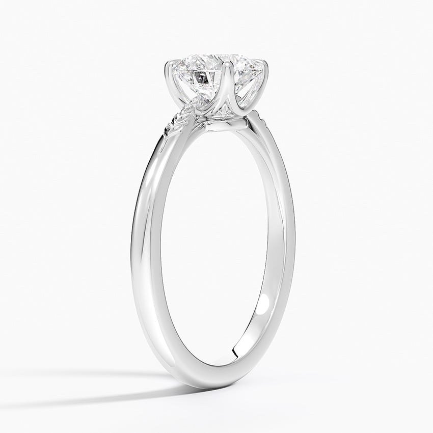 Laurel Engraved Ring Platinum Round Engagement Ring