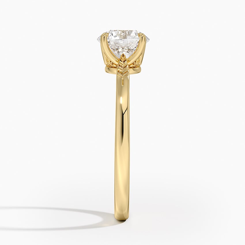 Laurel Engraved Ring Yellow Gold 18k Round Engagement Ring