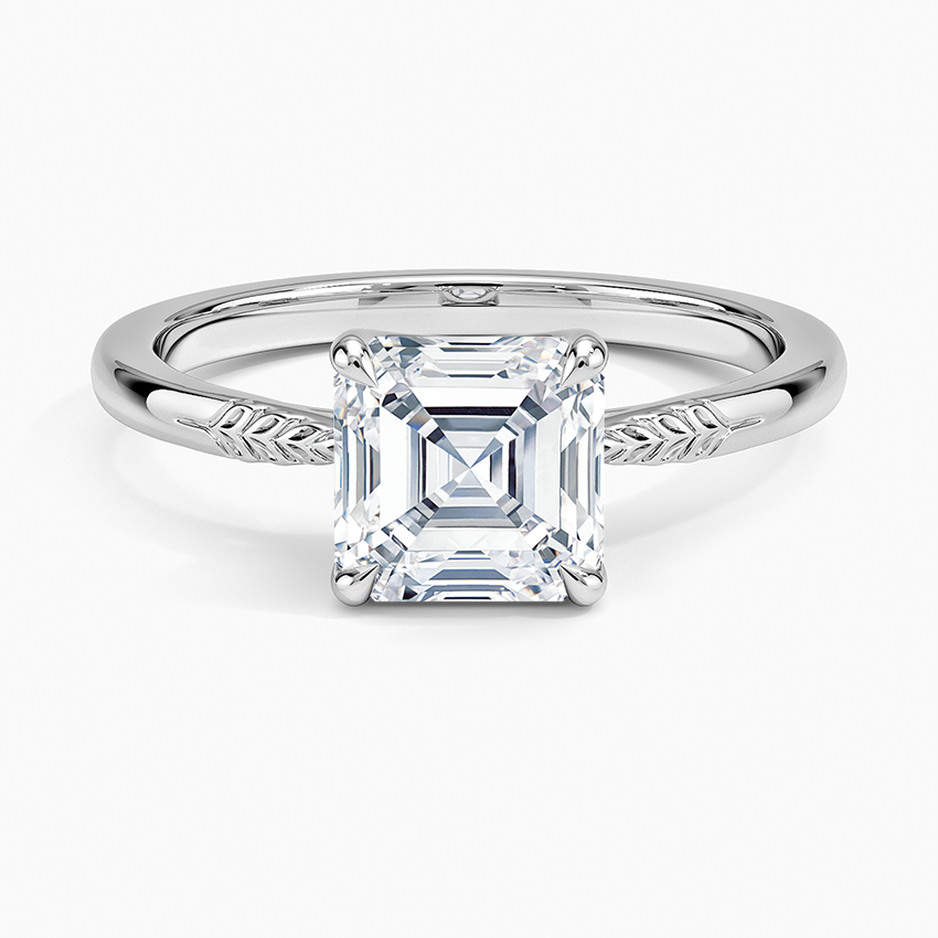 Laurel Engraved Ring Platinum Asscher Engagement Ring