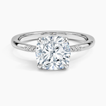 Laurel Engraved Ring Platinum Cushion Engagement Ring
