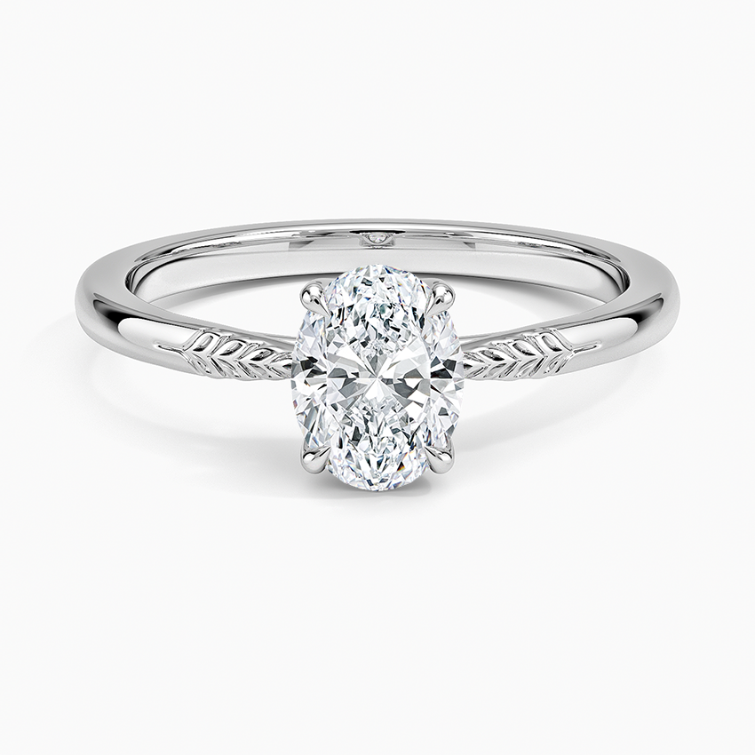 Laurel Engraved Ring Platinum Oval Engagement Ring