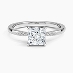 Laurel Engraved Ring Platinum Princess Engagement Ring