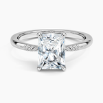 Laurel Engraved Ring Platinum Radiant Engagement Ring