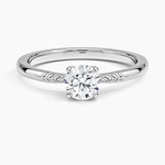 Laurel Engraved Ring Platinum Round Engagement Ring