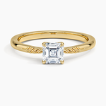 Laurel Engraved Ring Yellow Gold 18k Asscher Engagement Ring
