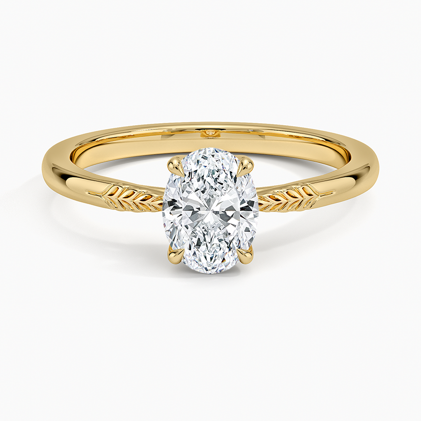 Laurel Engraved Ring Yellow Gold 18k Oval Engagement Ring