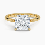 Laurel Engraved Ring Yellow Gold 18k Princess Engagement Ring