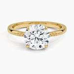 Laurel Engraved Ring Yellow Gold 18k Round Engagement Ring