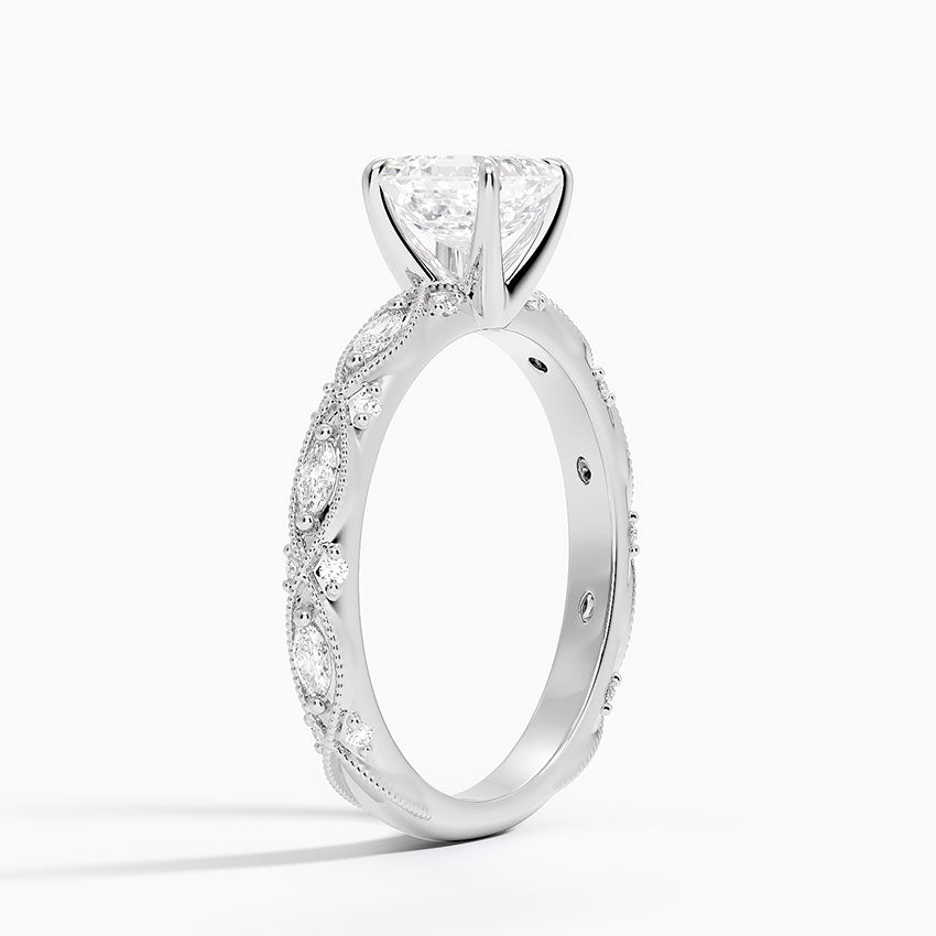 Celestia Milgrain Diamond Ring (1/4 ct. tw.) Platinum Asscher Engagement Ring