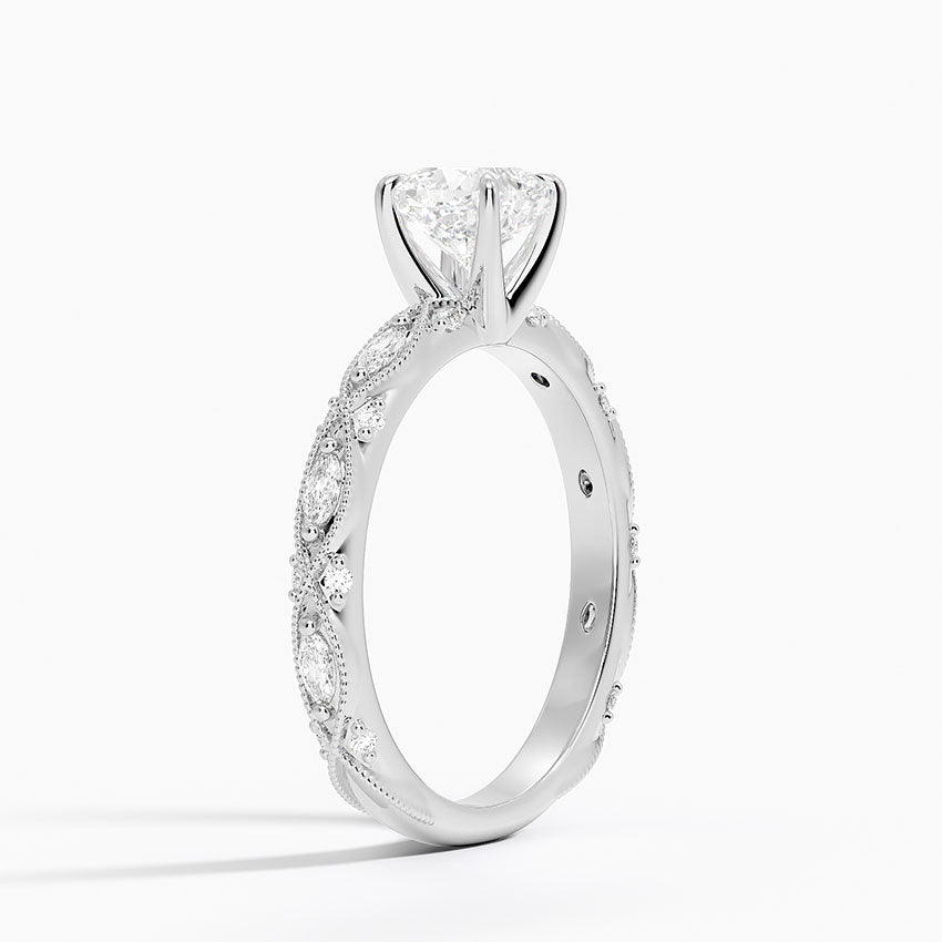 Celestia Milgrain Diamond Ring (1/4 ct. tw.) Platinum Cushion Engagement Ring