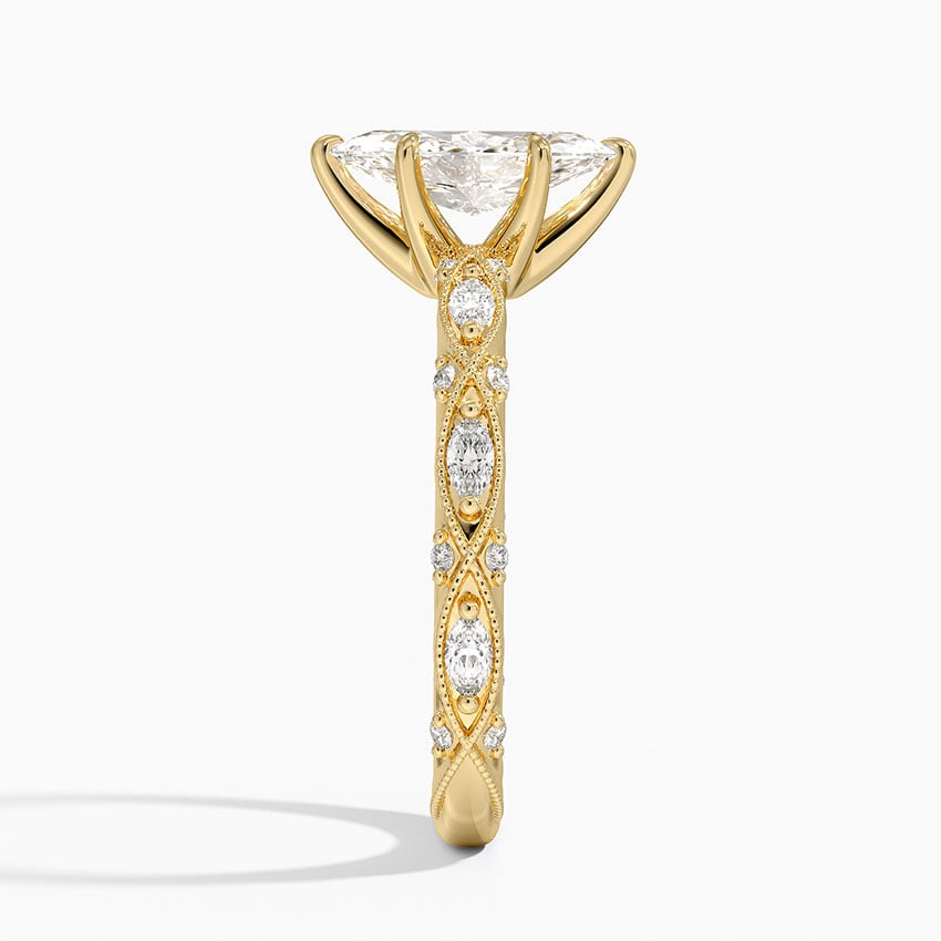Celestia Milgrain Diamond Ring (1/4 ct. tw.) Yellow Gold 18k Marquise Engagement Ring